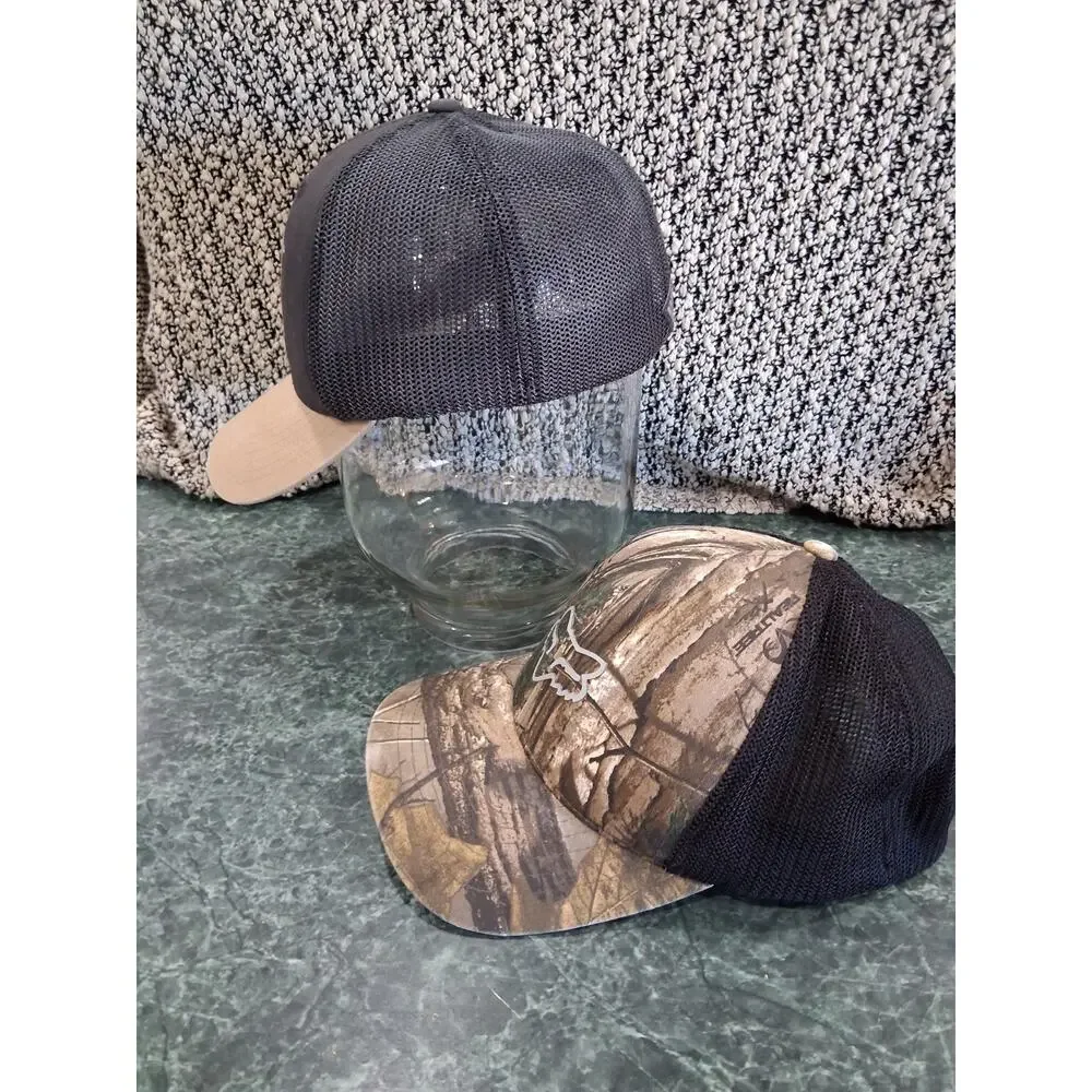 Fox Head Racing And Columbia Tree Flag Patch Hats Set Of 2 Trucker Mesh Caps USA